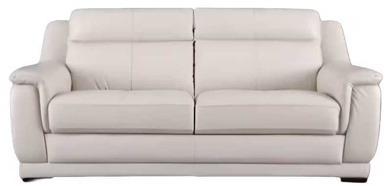 Luxury white 3-seater leatherette sofa with adjustable headrests